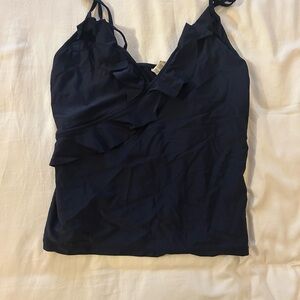 J. Crew Navy Ruffle Wrap Swim Tankini
